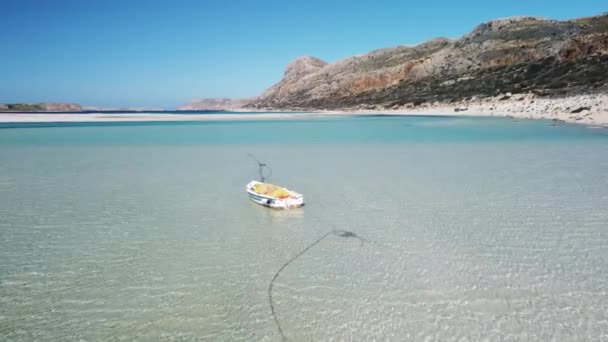 White Sand Beach Turquoise Blue Lagoon Crete Island Greece — Stock video