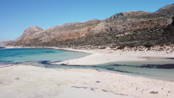 Vista Aérea Para Bela Praia Balos Ilha Creta Grécia — Vídeo de Stock