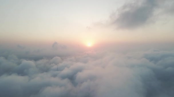 Aerial Drone Shot Wind Turbine Blade Rotating Clouds Golan Heights — Vídeo de Stock