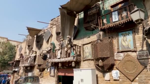 Old Street Cairo City Egypt Panning — ストック動画
