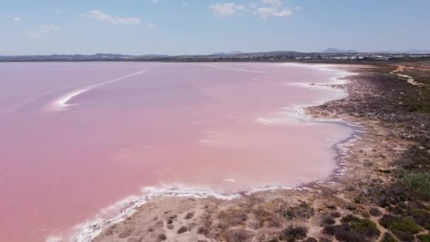 Torrevieja Alicante Espanha Vista Aérea Lago Água Salgada Rosa — Vídeo de Stock