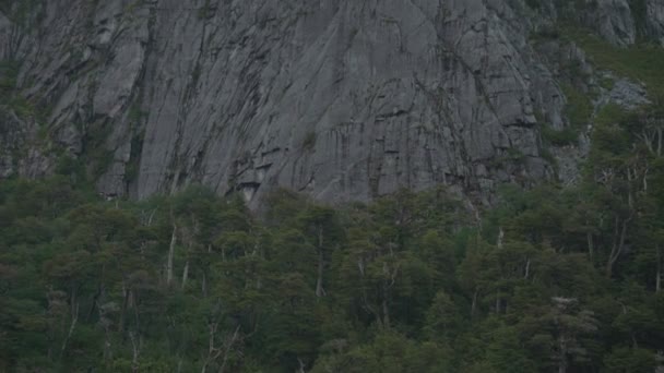 Огромная Гранитная Стена Ботома Вершины Облачный День — стоковое видео