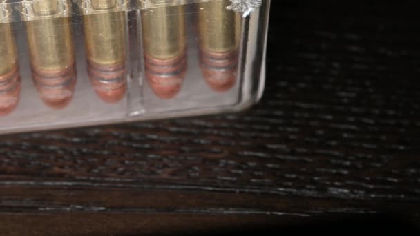 Lambat Close Dari Peluru Panjang Untuk Senapan Pistol Atau Senjata — Stok Video