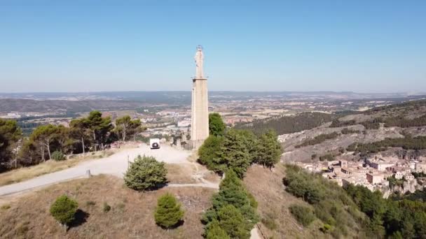 Cuenca Castilla Mancha Spain Aerial Drone View Fly Motorhome Camper — Vídeos de Stock