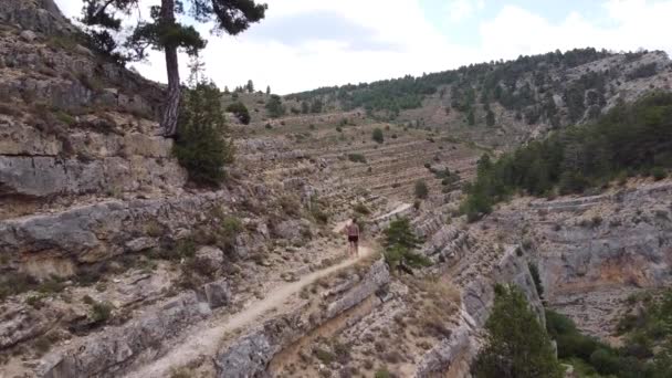 Ruta Del Barranco Hoz Calomarde Teruel Guadalajara Spain Aerial Drone — стокове відео