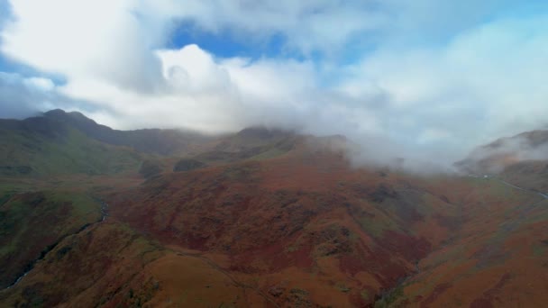 Beautiful Clouds Snowdon Ranges Pen Pass Mountain Pass Snowdonia Wales — Vídeo de Stock
