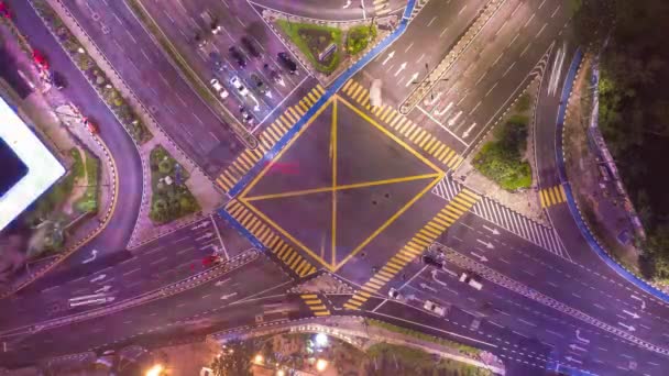 Static Top View Shot Klcc Traffic Light Junction Twilight Time — Stok video