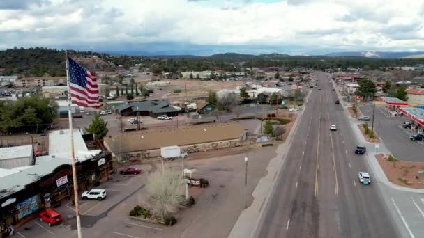 Payson Arizona Anténa Nad Americkou Vlajkou — Stock video