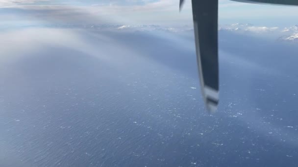 Εγχώριο Αεροσκάφος Νορβηγία Turboprop Κινητήρα Filmed Out Window Arctic Northern — Αρχείο Βίντεο