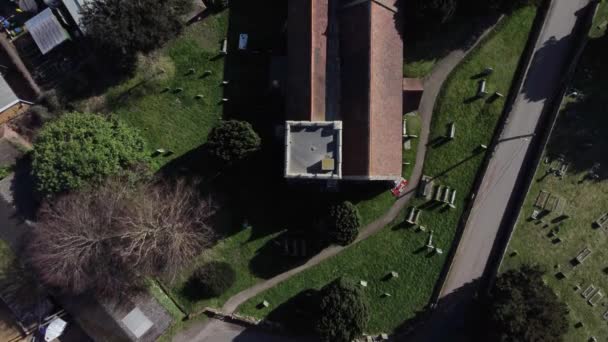Idyllic Nonington Parish Marys Rural Countryside Small Town Aerial Overhead — стокове відео