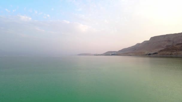 Dead Sea Soaring Aerial View Dead Sea Natural Landscape Dead — ストック動画