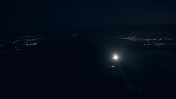 Summiting Acatenago Volcano Guatemala Early Dark Morning Flashlights Handheld View — 비디오