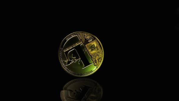 Crypto Currency Concept Litecoin Spins Dark Surface Digital Money — Wideo stockowe