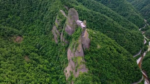 Veduta Aerea Drone Sul Castello Della Pietra Vobbia Liguria Italia — Video Stock