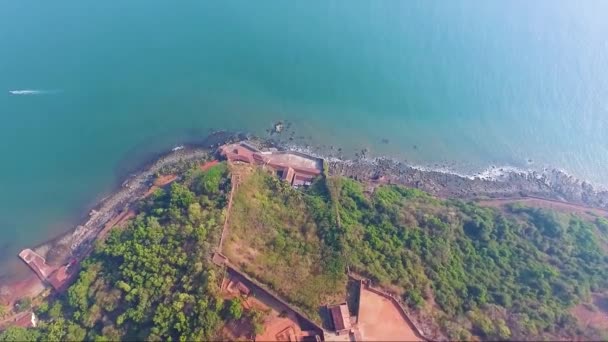 Uma Vista Drone Fort Aguada Norte Goa Índia — Vídeo de Stock