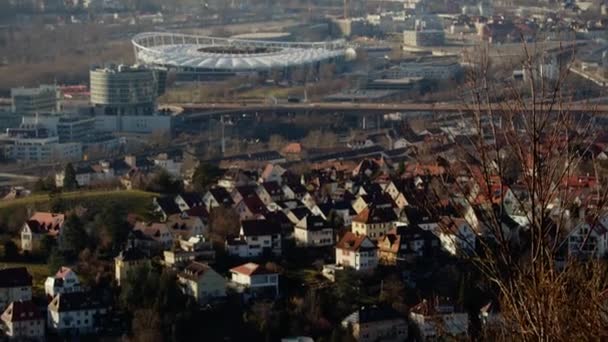 Wide Shot Neckarstadium Mercedes Benz Arena Stuttgart Germany Pan City — 비디오