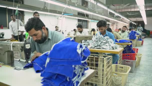 Workers Sewing Clothing Textiles Factory Manufacturing Industry — Stock video