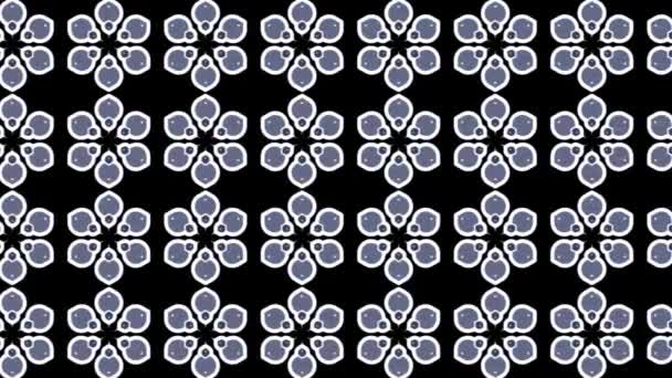 Graphic Design Flower Design Black Background Digital Pattern Panning Motion — Vídeo de Stock