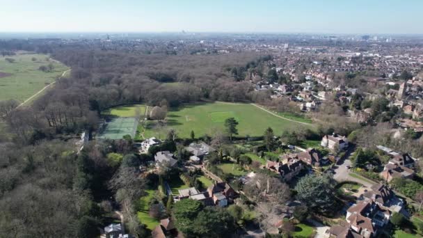 Richmond Park Londyn Wielka Brytania Duże Domy Drone Widok Lotu — Wideo stockowe