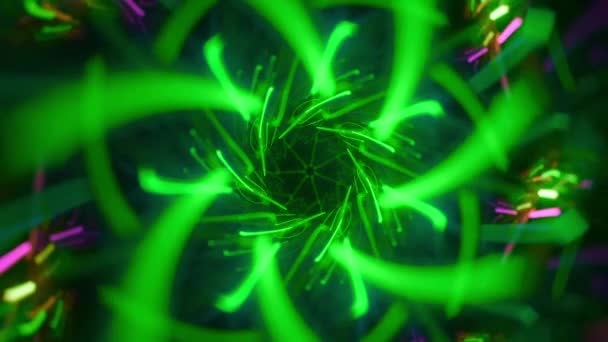 万華鏡花のフラクタル抽象 緑のクリプトナイト シームレスなループ音楽Vjカラフルな混沌としたストリーミング背景アート — ストック動画