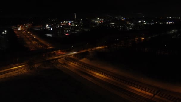 Top View Expressway Night Time Top View Highway Expressway Motorway — Video