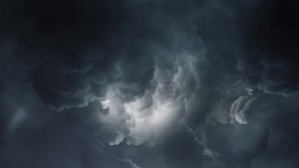 激しい雷雨と夜空の激しい稲妻 — ストック動画