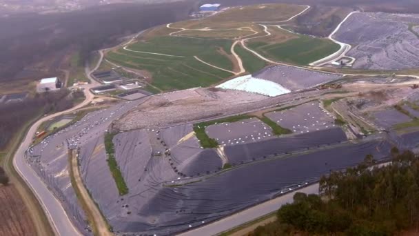 Aerial Circle Dolly Sogama Landfill Site Galicia Spain — Vídeos de Stock