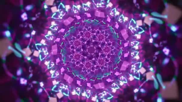 Abstract Floral Fractal Kaleidoscope Bloom Reborn Seamless Looping Music Colorful — Vídeo de Stock