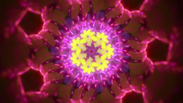 Abstract Floral Fractal Kaleidoscoop Zonnevlam Rood Naadloze Looping Muziek Kleurrijke — Stockvideo