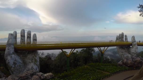 Danang City Vietnam Timelapse Aerial Shot Golden Bridge City Danang — Vídeos de Stock