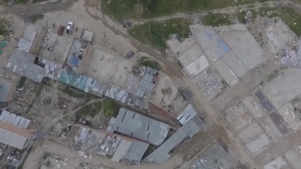 Zenithal Plane Aerial View Poor Neighborhood — Stockvideo