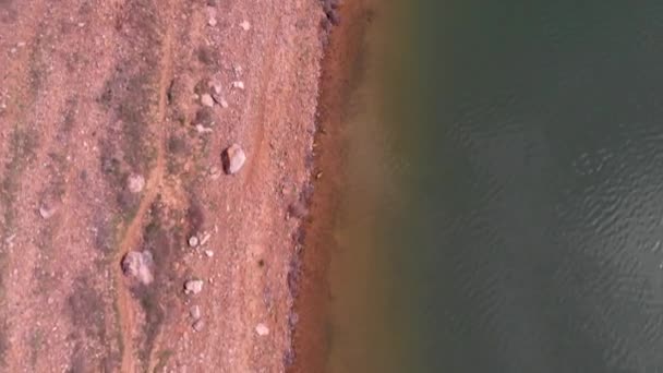 Aerial Images Flying Shore Reservoir — стоковое видео