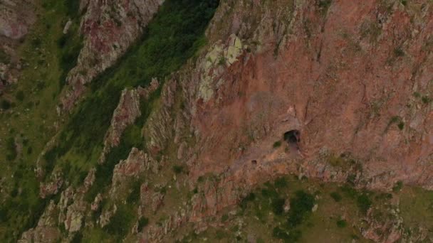 Aerial View Overlooking Rocky Mountain Ridge Armenia Tilt Drone Shot — Stock Video