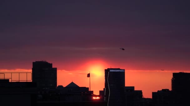 Sun Sets Large Metropolitan City — Vídeo de Stock