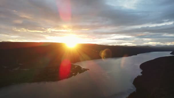 Cloudy Dramatic Sunset Stunning Dease Lake British Columbia Canada Wide — Vídeo de Stock