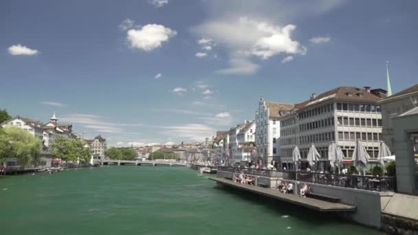 Windy Day Reuss River Lucerne Handheld — Stock Video