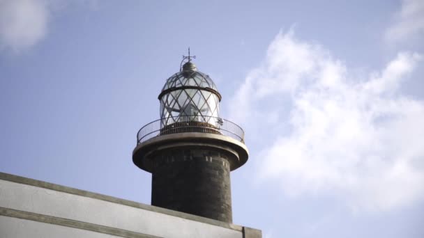 Lighthouse Standing Blue Clear Sky Canary Island Spain — Stock Video