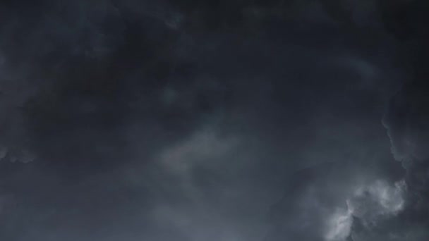 Gök Gürültülü Fırtınalar Şimşekler Çakıyor Kara Bulutlar Arasında — Stok video