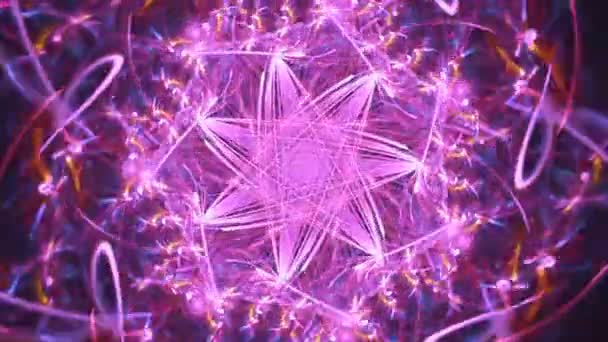 Abstract Floral Fractal Kaleidoscope Atomic Nuclear Core Seamless Looping Music — Wideo stockowe