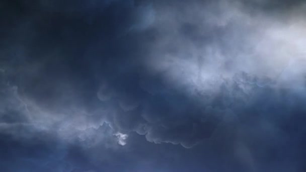 Thunderstorm Rumble Lightning Strikes Dark Clouds — Wideo stockowe