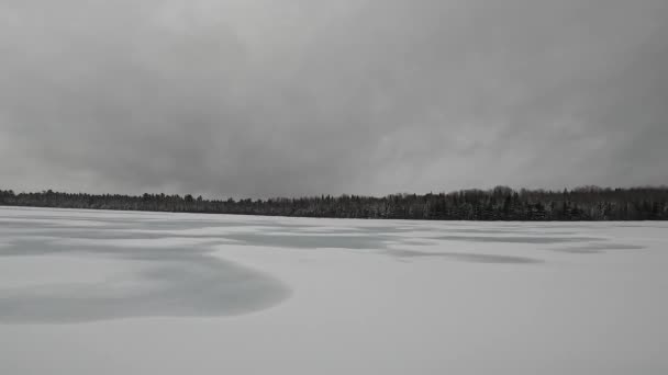 Tracking Frozen Lake Low Angle Gimbal Shot — стоковое видео