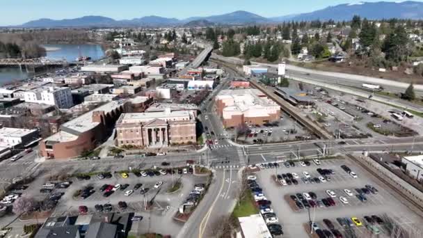 Cinematic Aerial Drone Footage Skagit County Superior District Court Jail — Vídeos de Stock