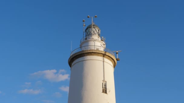 Lighthouse Malaga Spain Weather Radar Monitoring Sunny Day Still Medium — Stock Video