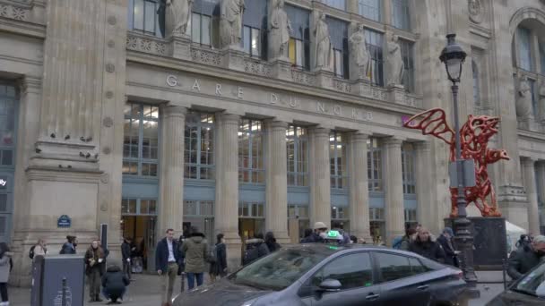 Formação Internacional Gare Nord Paris França Num Dia Agitado Inverno — Vídeo de Stock