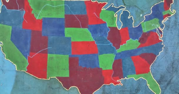 Eua Mapa Dos Estados Unidos Pintado Entrada Escola Parque Infantil — Vídeo de Stock