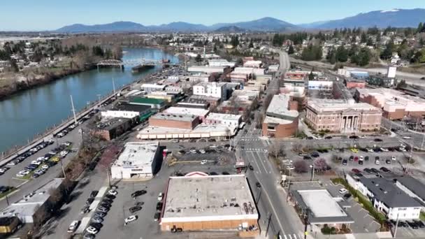 Imágenes Cinematográficas Aviones Tripulados Del Centro Mount Vernon Skagit River — Vídeos de Stock