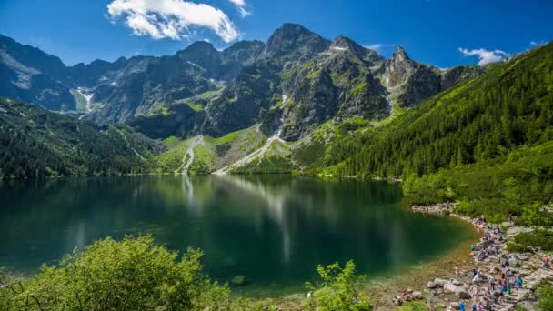 Polonia Montañas Morskie Oko Ojo Del Mar Lago Rodeado Montañas — Vídeos de Stock