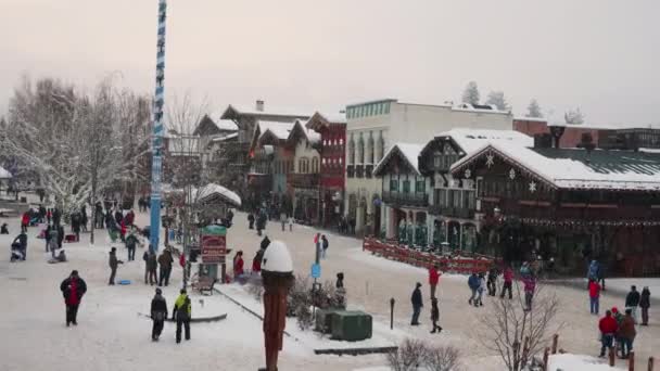 Vista Estática Superior Una Calle Cubierta Nieve Una Mañana Invierno — Vídeo de stock