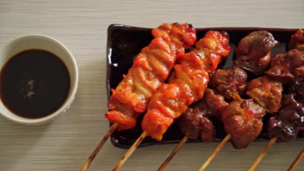 Grill Poulet Japonais Yakitori Servir Dans Style Izakaya Style Alimentaire — Video