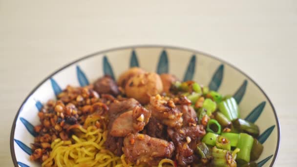 Dried Egg Noodle Pork Meatball Thai Noodles Style — Stockvideo